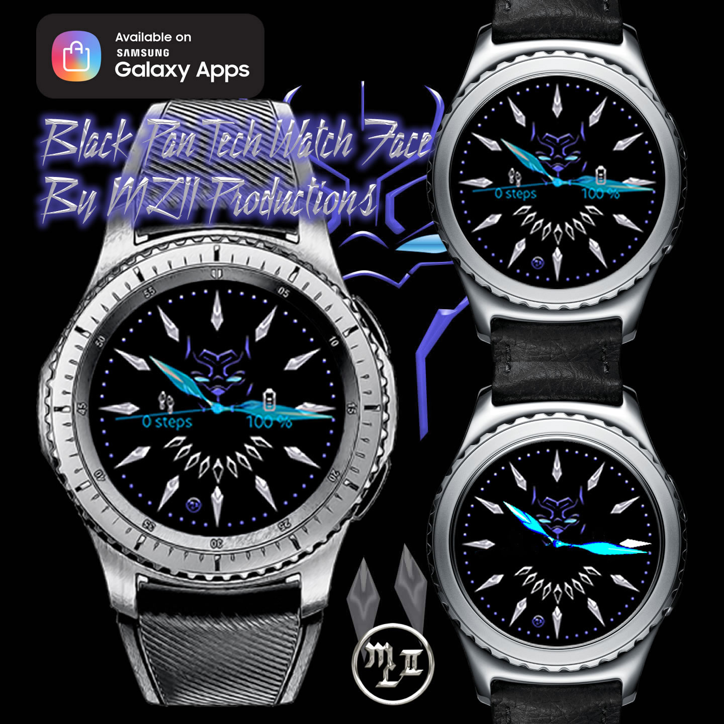 Black PanTech Watch Face App